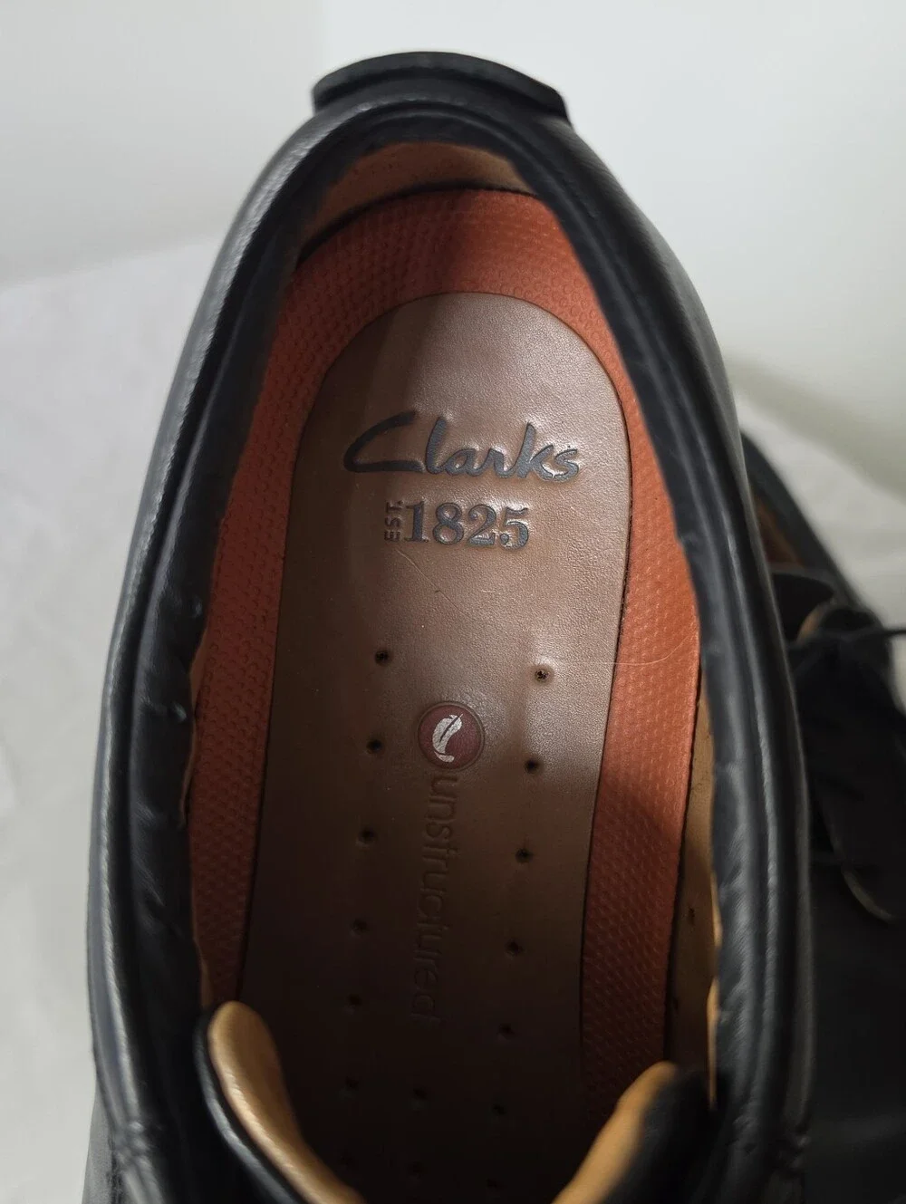 Clarks Unstructured Men’s 10 XW Black Leather Comfort Shoes